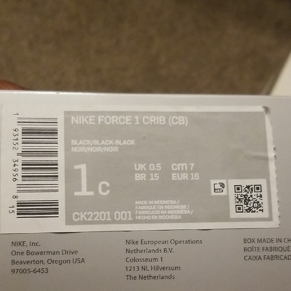 Nike Force 1 Crib (CB) Black